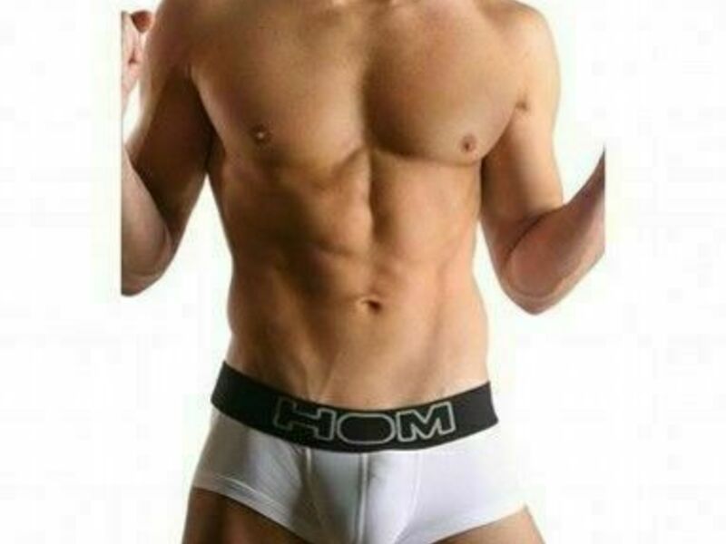 Мужские трусы хипсы белые с черной резинкой HOM Night Therapy Trunk White 43298