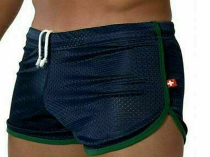 Мужские спортивные шорты синие Andrew Christian Retro Sports Mesh Gym Shorts Blue 43791