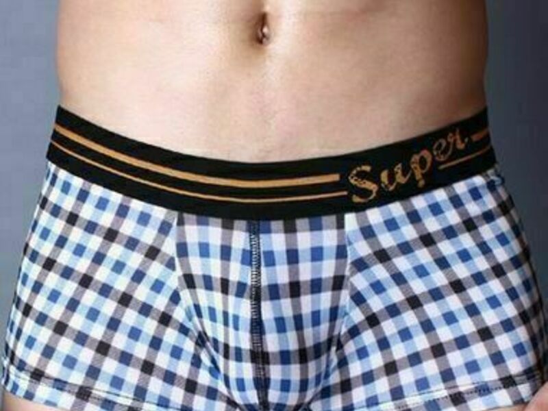 Мужские трусы боксеры в клетку Superbody Blue Plaid Check 44001