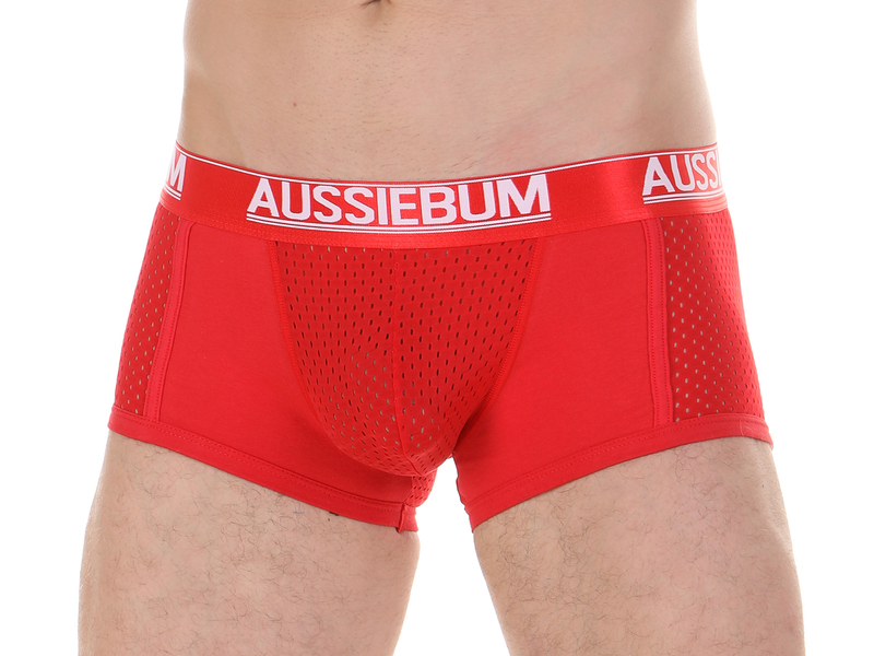 Мужские трусы боксеры красные с сетчатыми вставками AUSSIEBUM 45243