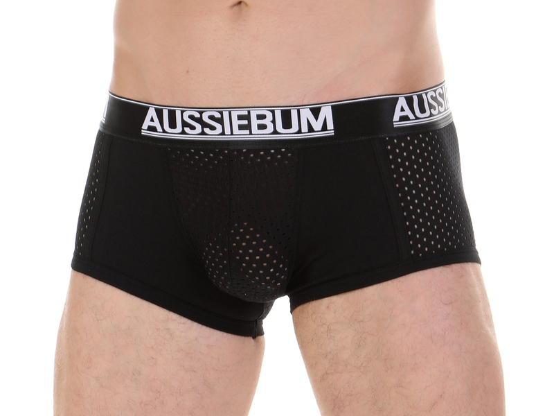 Мужские трусы боксеры черные с сетчатой вставкой AUSSIEBUM 45246