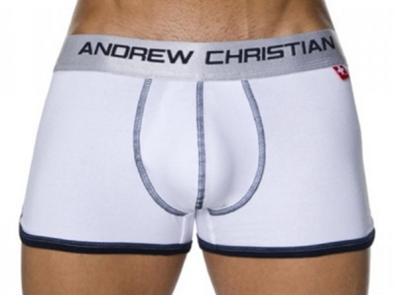 Мужские трусы боксеры белые с пуш-ап Andrew Christian White Shock Jock Boxer 4720 42684