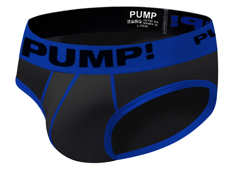 Мужские трусы слипы черные с синей резинкой PUMP! PU5107 47379