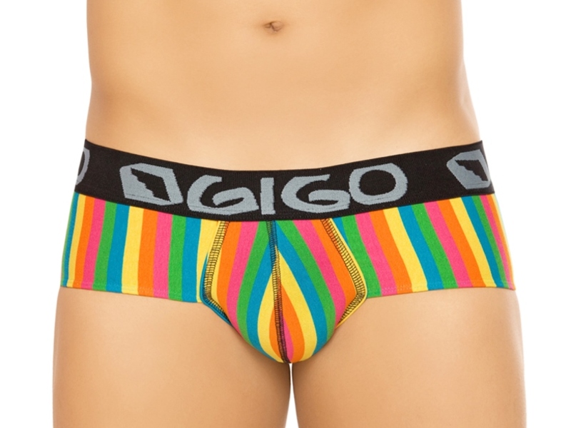 Мужские трусы брифы в разноцветную полоску Gigo Rainbow 46905