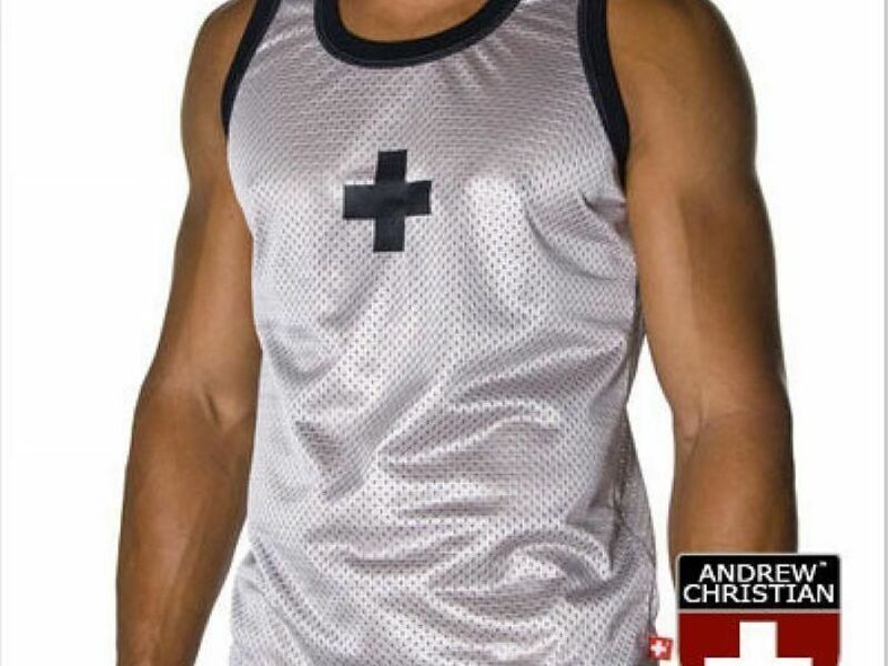 Майка спортивная в сетку белая Andrew Christian Sport Mesh Tank AC16 47618