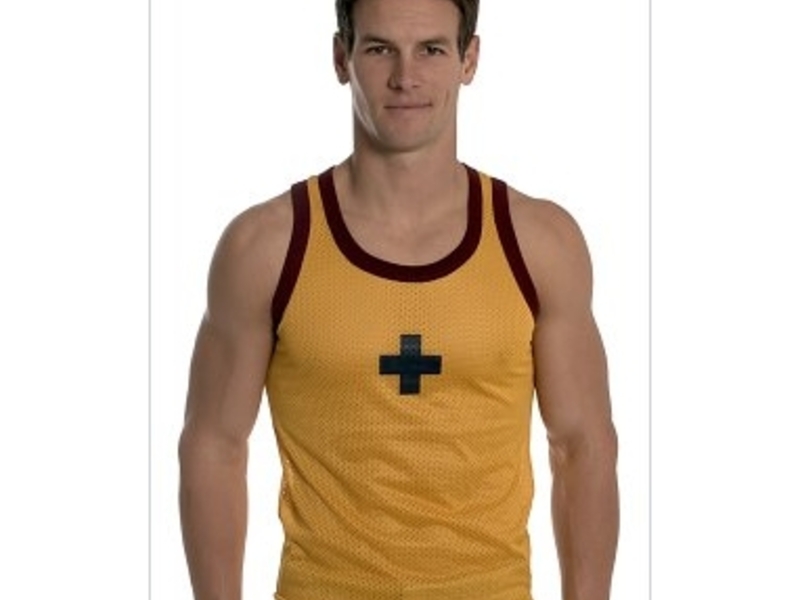 Майка спортивная в сетку желтая Andrew Christian Sport Mesh Tank Yellow AC16 47620