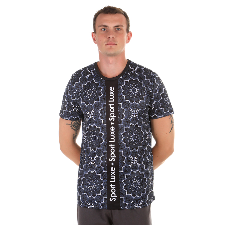 Мужская футболка черная с голубым узором Sesmik by Vlad Sedov VS003/VS0008 48814