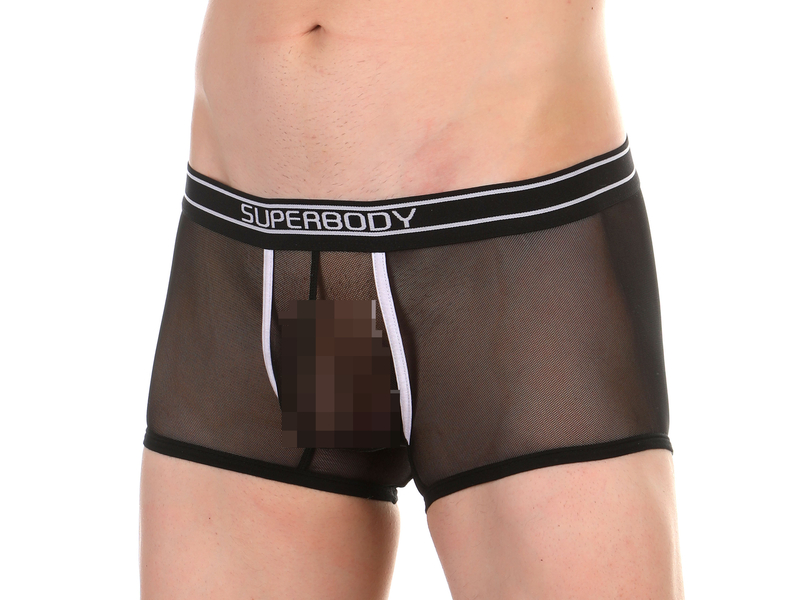 Мужские трусы боксеры черные в сетку Superbody Black Transparent 48890