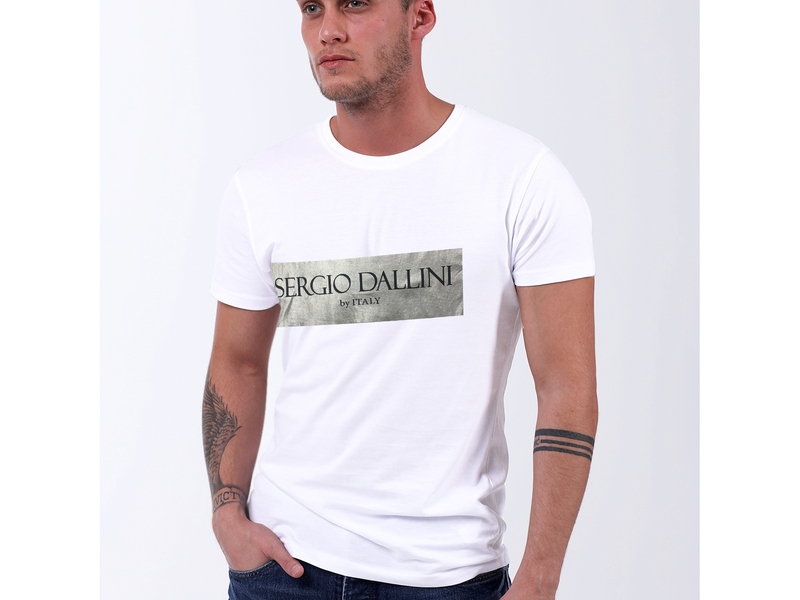 Мужская футболка белая с принтом Sergio Dallini SDT750P-1 50041