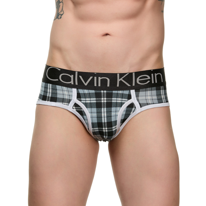Мужские трусы брифы серые в клетку Briefs 50082