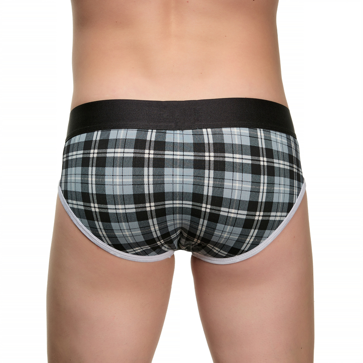 Мужские трусы брифы серые в клетку Briefs 50082