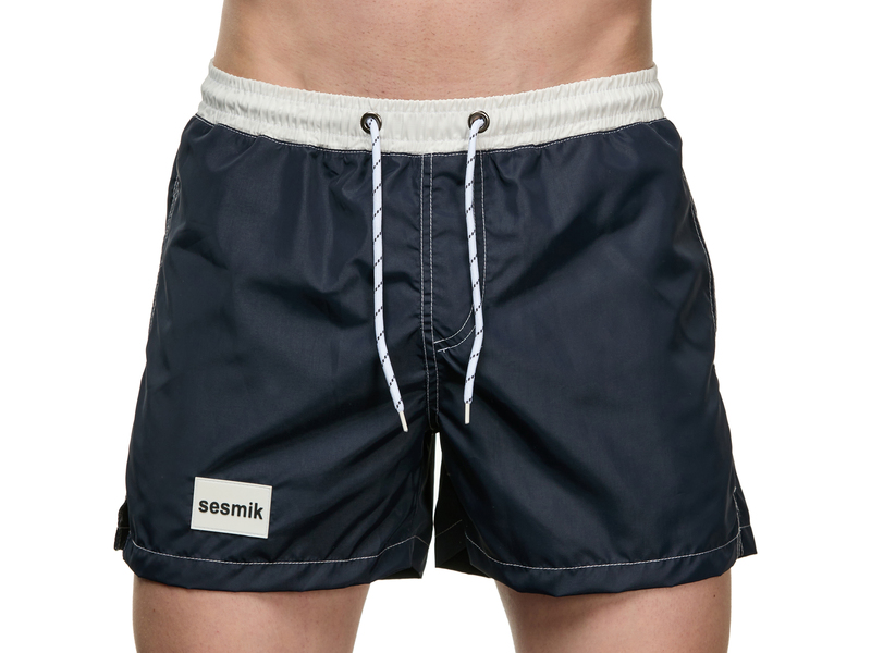 Мужские шорты темно-синие с белым карманом сзади Sesmik STORM COLORS DARK BLUE 49618
