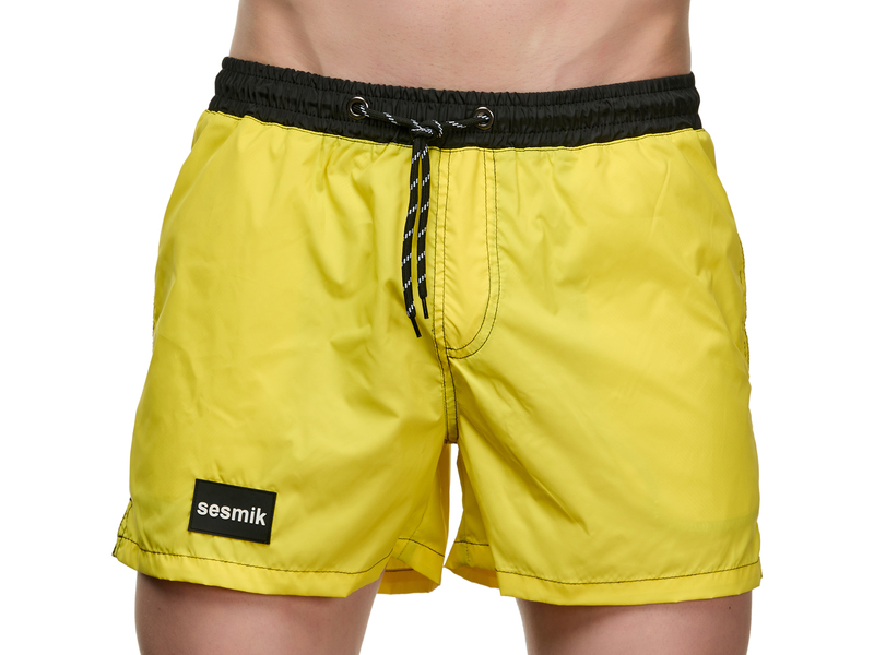 Мужские шорты желтые с черным карманом сзади Sesmik STORM COLORS YELLOW 49617