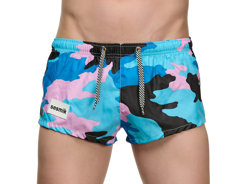 Мужские шорты голубые с камуфляжным принтом Sesmik ALEX MILITARY PINK 49630