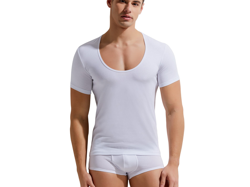 Мужская футболка белая с глубоким U-вырезом GAUVINE 5002 49965