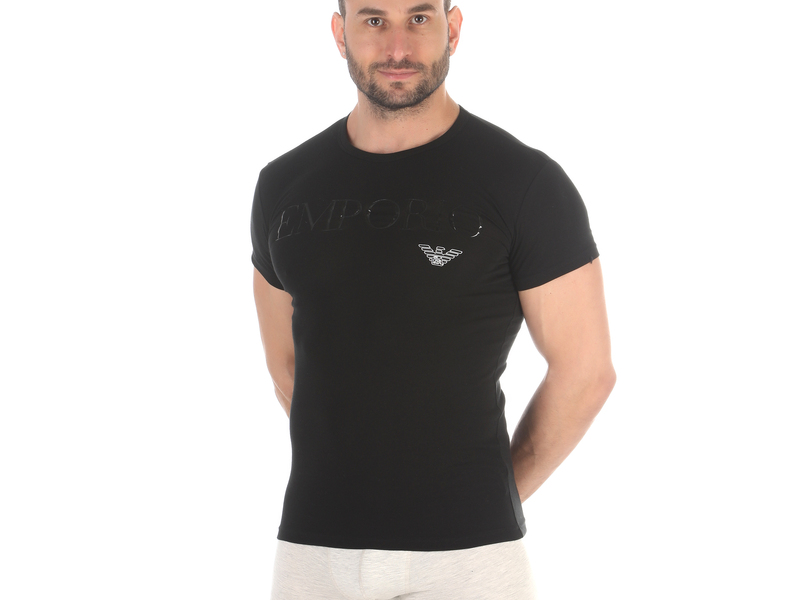 Мужская футболка черная с круглым вырезом Emporio Armani 111035_CC716 00020 50434