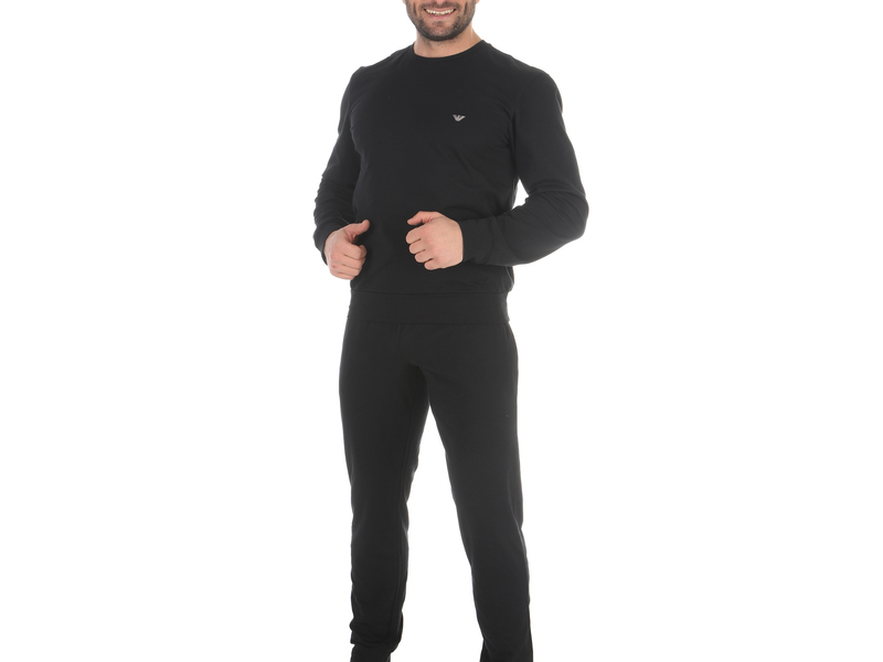 Мужской домашний костюм черный лонгслив и штаны Emporio Armani 111794_CC570 00020 50435