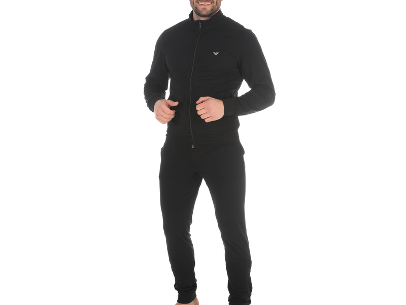 Мужской домашний костюм черный: толстовка на молнии и штаны Emporio Armani 111795_CC570 00020 50437