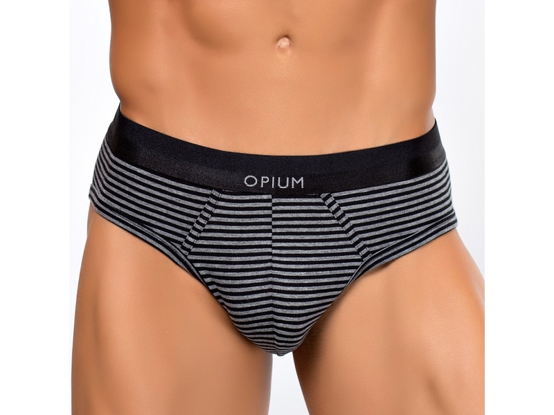 Мужские трусы слипы серые в черную полоску Opium Brief R110 50586