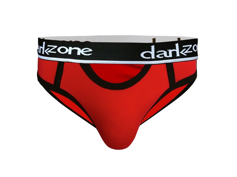 Мужские трусы брифы с вырезом красные DARKZONE DZN6256 50679