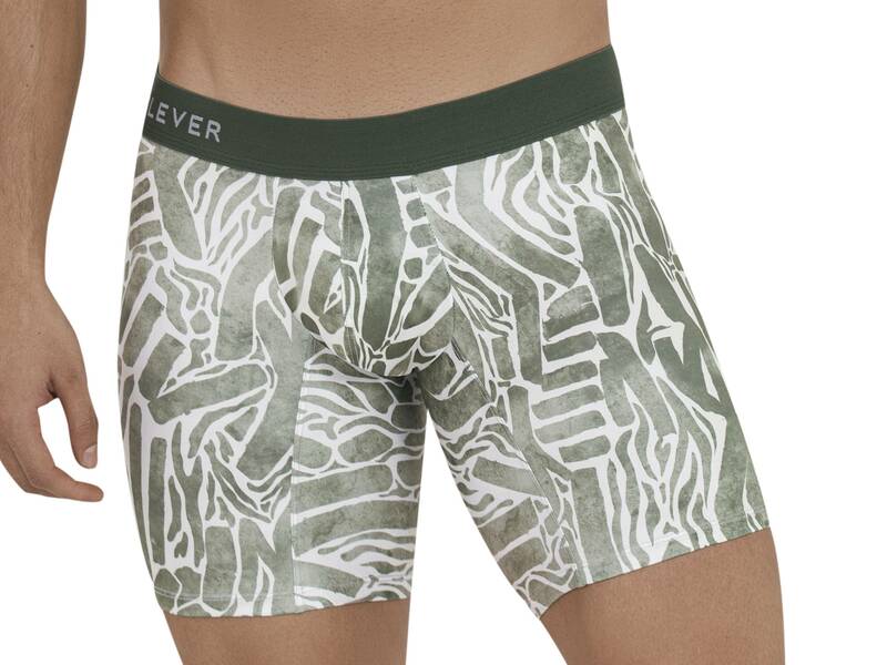 Мужские трусы боксеры удлиненные с принтом цвета хаки Clever INNER LONG BOXER 112810 50877
