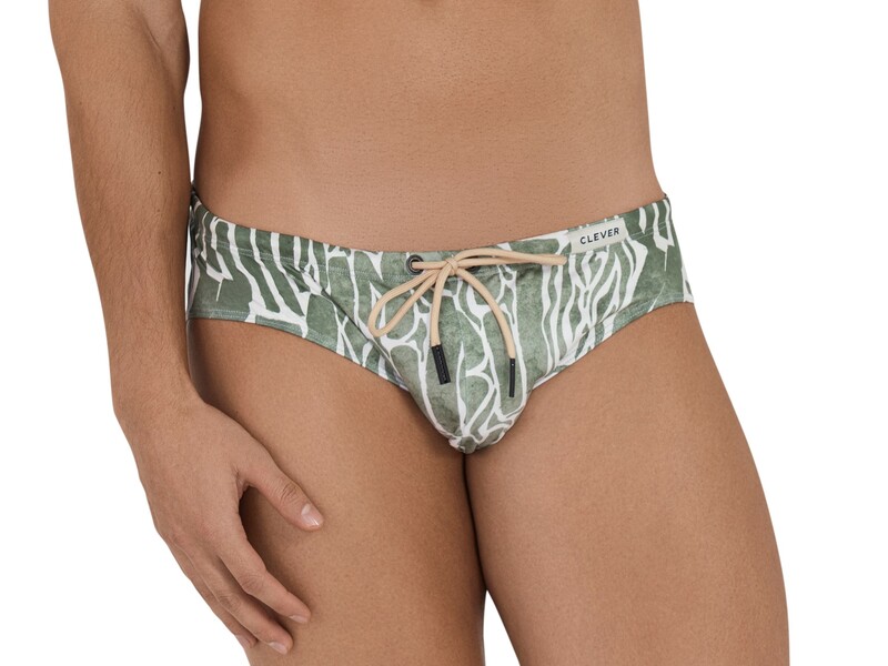 Мужские плавки с принтом цвета хаки Clever WIZARD SWIMSUIT BRIEF 116310 50913