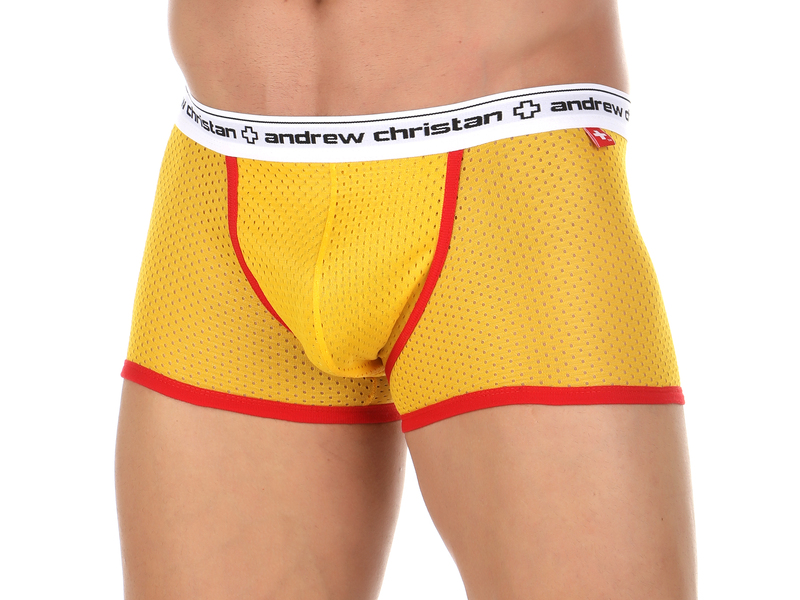  Мужские спортивные боксеры Andrew Christian Yellow Sport Mesh Boxer  ART817 3611