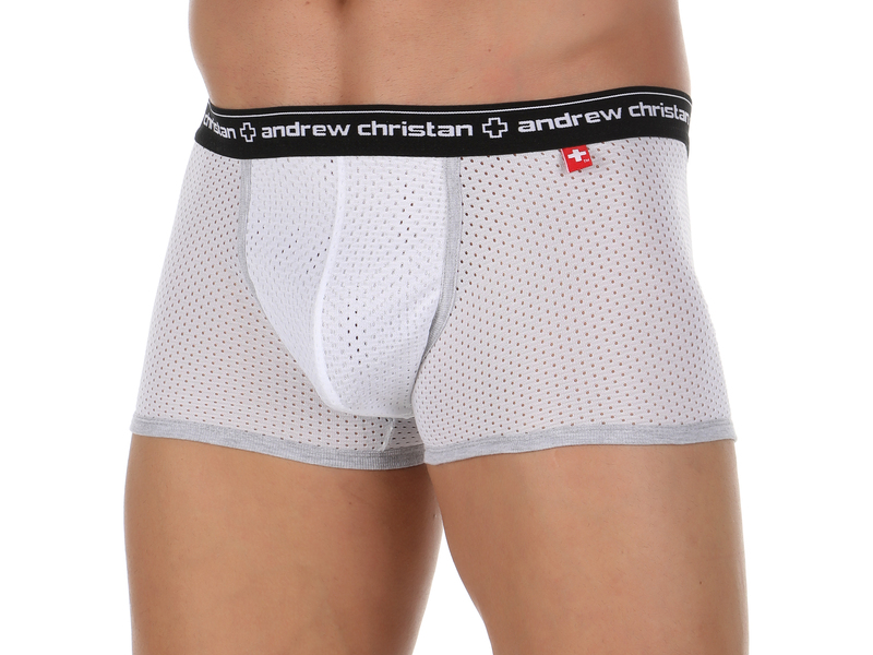  Мужские спортивные боксеры  Andrew Christian White Sport Mesh Boxer  ART818 3612