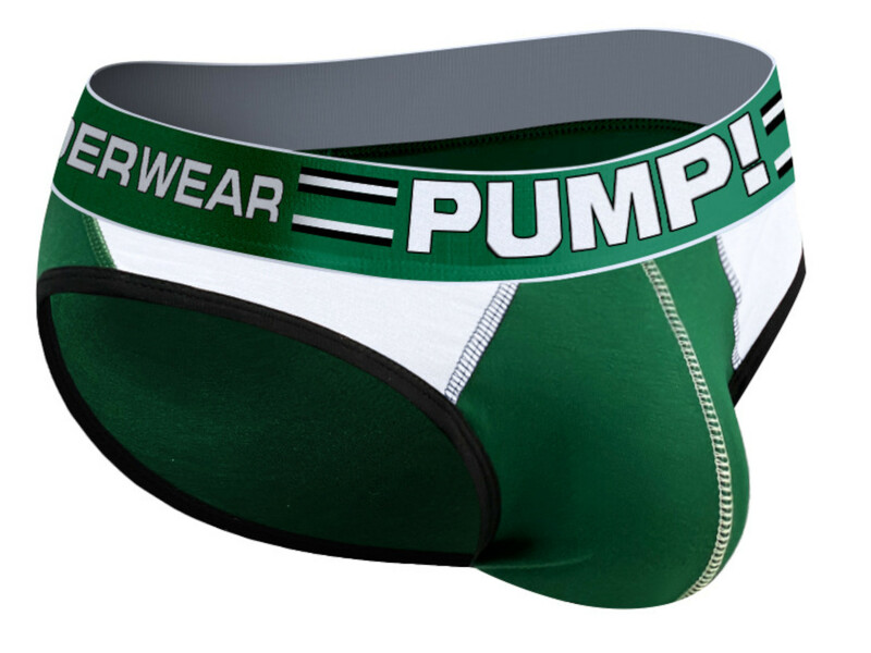 Мужские трусы слипы зеленые с белыми вставками PUMP! MP221 51044