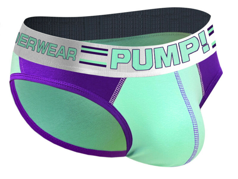 Мужские трусы слипы зеленые с фиолетовыми вставками PUMP! MP221 51045