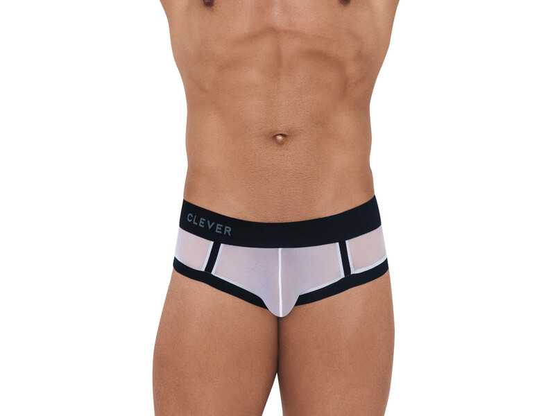 Мужские трусы брифы белые с черной резинкой Clever CULT BRIEF 123701 51260