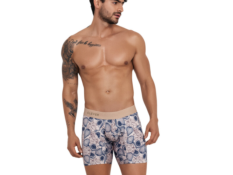 Мужские трусы боксеры бежевые с принтом Clever ELYSIUM LONG BOXER 120902 51264